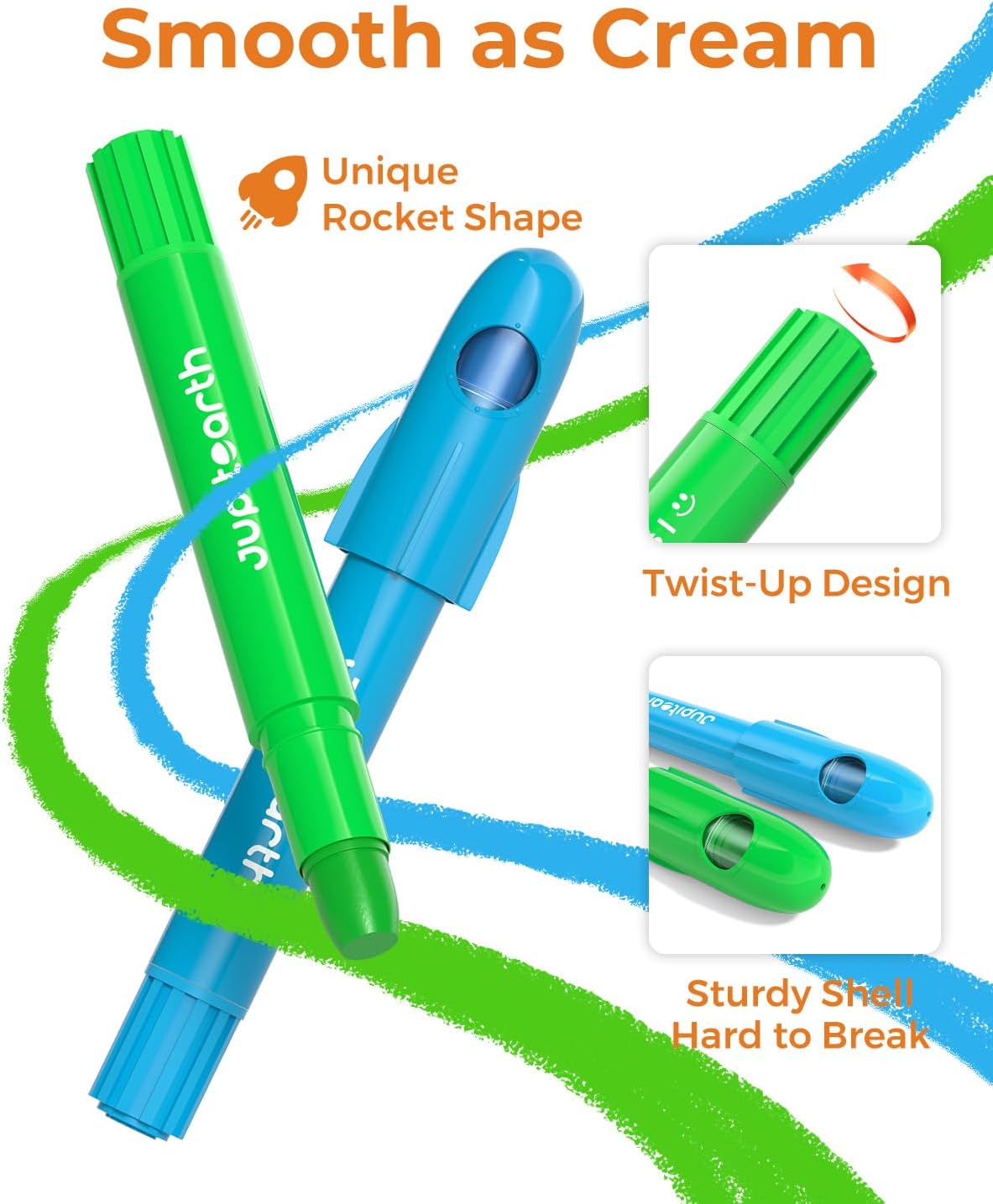 JUPITEARTH 12 Colors Twist Crayons for Toddlers 1-3, Non-Toxic - 12 Colors - image 3