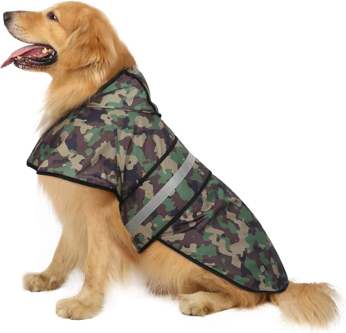 HDE Dog Raincoat with Hood & Leash Hole S-XL Dog Rain Jacket Ducks L – Essentials for Dogs - Large / Green Camo