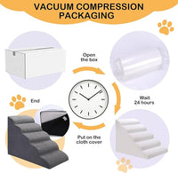 Dog Stairs for Bed, 5 Tier Dog Steps for Couch and High Bed, Non-Slip Pet Stairs, 24" High Sofa Foam Ramp - Best for Small Pets, Older Cats with Joint Pain