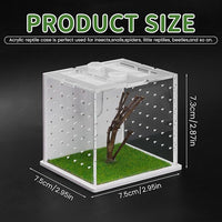 Acrylic Jumping Spider Enclosure, 2.95×2.95×2.87in Transparent Reptile Terrarium, Versatile Tarantula Enclosure for Small Reptiles/Insects, Small Reptile Tank with Dropper, Jumping Spider Accessories