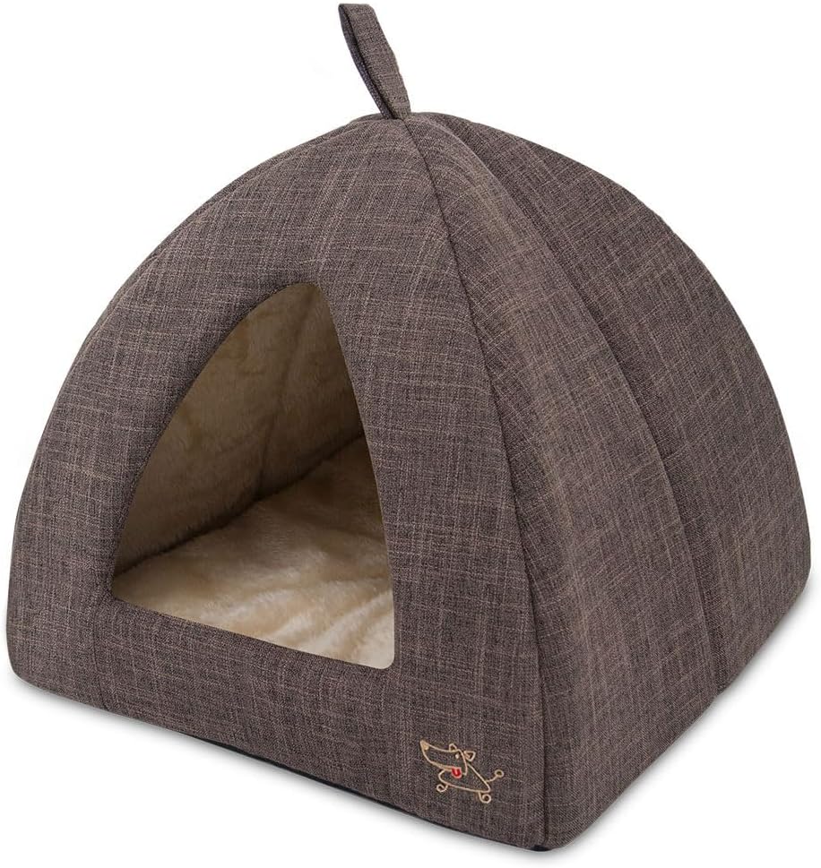 Best Pet Supplies Cat Bed for Indoor Cat - Brown Linen / 16" x 16" x H:14"