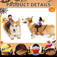 T2Y cowboy rider dog costume with saddle design and mini hat - view 2