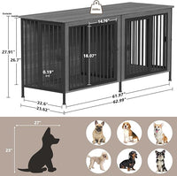 EasyCom 63" Dog Cage Furniture for 2 Pets with Divider, XL Wooden Double Dog Crate Furniture TV Stand for Mideum Breed, Durable and Sturdy