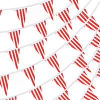 RUBFAC 170ft 120pcs Red White Striped Pennant Banner – Fun for Kids & Family - red and white / 170 Feet