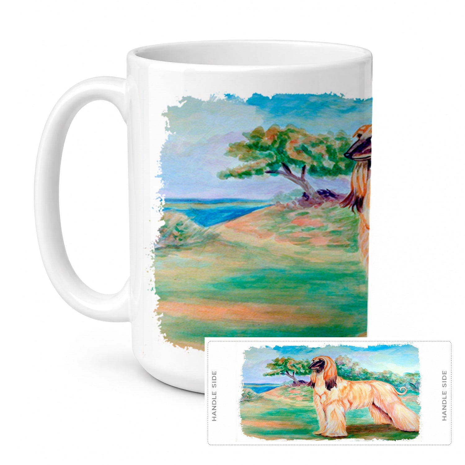 Afghan Hound Ceramic Coffee Mug 15 oz Decorative Large C Handle Mug Cup for Tea, Cocoa Hot Chocolate