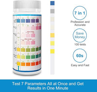 Aquarium Test Strips for Freshwater Fish: 7 in 1 Fish Tank Water Testing Kit for Aquarium Pond - Accurate Testing Nitrate Nitrite Hardness Free Chlorine pH Carbonate Total Alkalinity-100 Strips