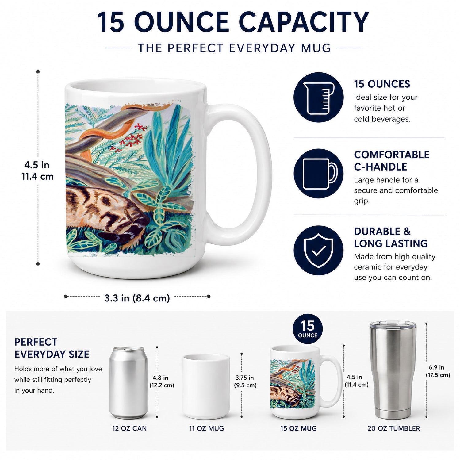 Cat - Maine Coon Ceramic Coffee Mug 15 oz Decorative Large C Handle Mug Cup for Tea, Cocoa Hot Chocolate
