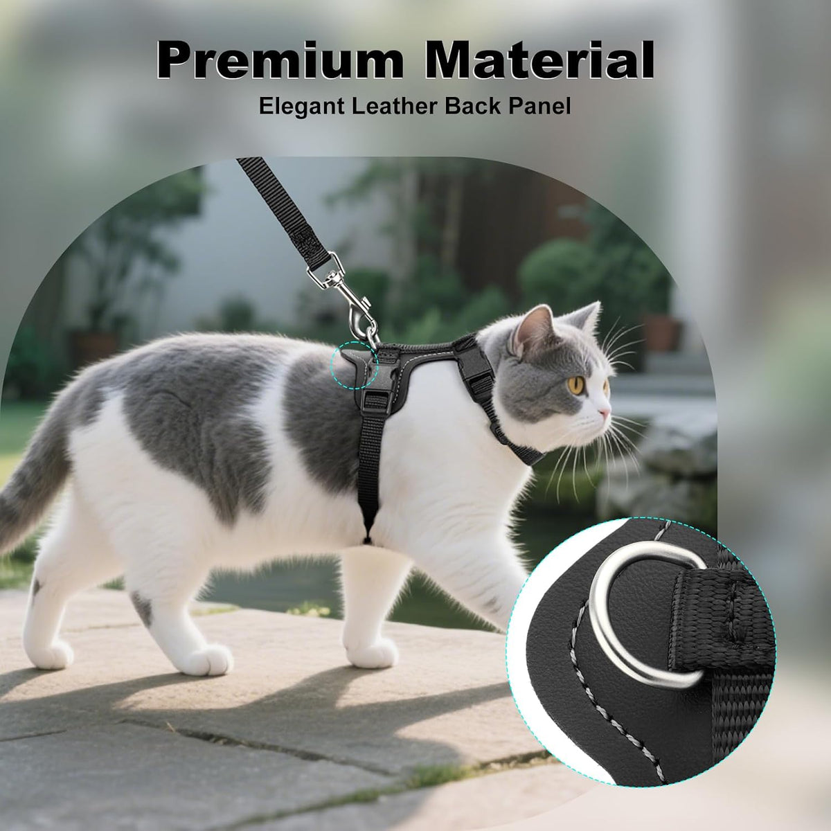 Plutus Pet Adjustable Cat Harness and Leash Set - Black - image 3