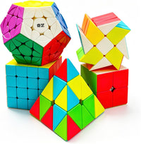 Speed Cube Set, ROXENDA 2x2 3x3 Pyramid Cube Bundle [3 Pack] – Fun for Kids & Family - 5 Pack Stickerless