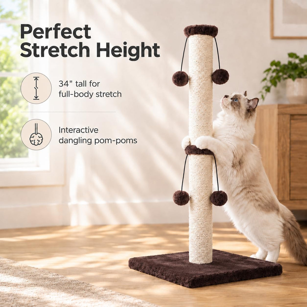 Dimaka 29in Cat Scratching Post - Dark Brown / 34 inches for Large Cats - image 4
