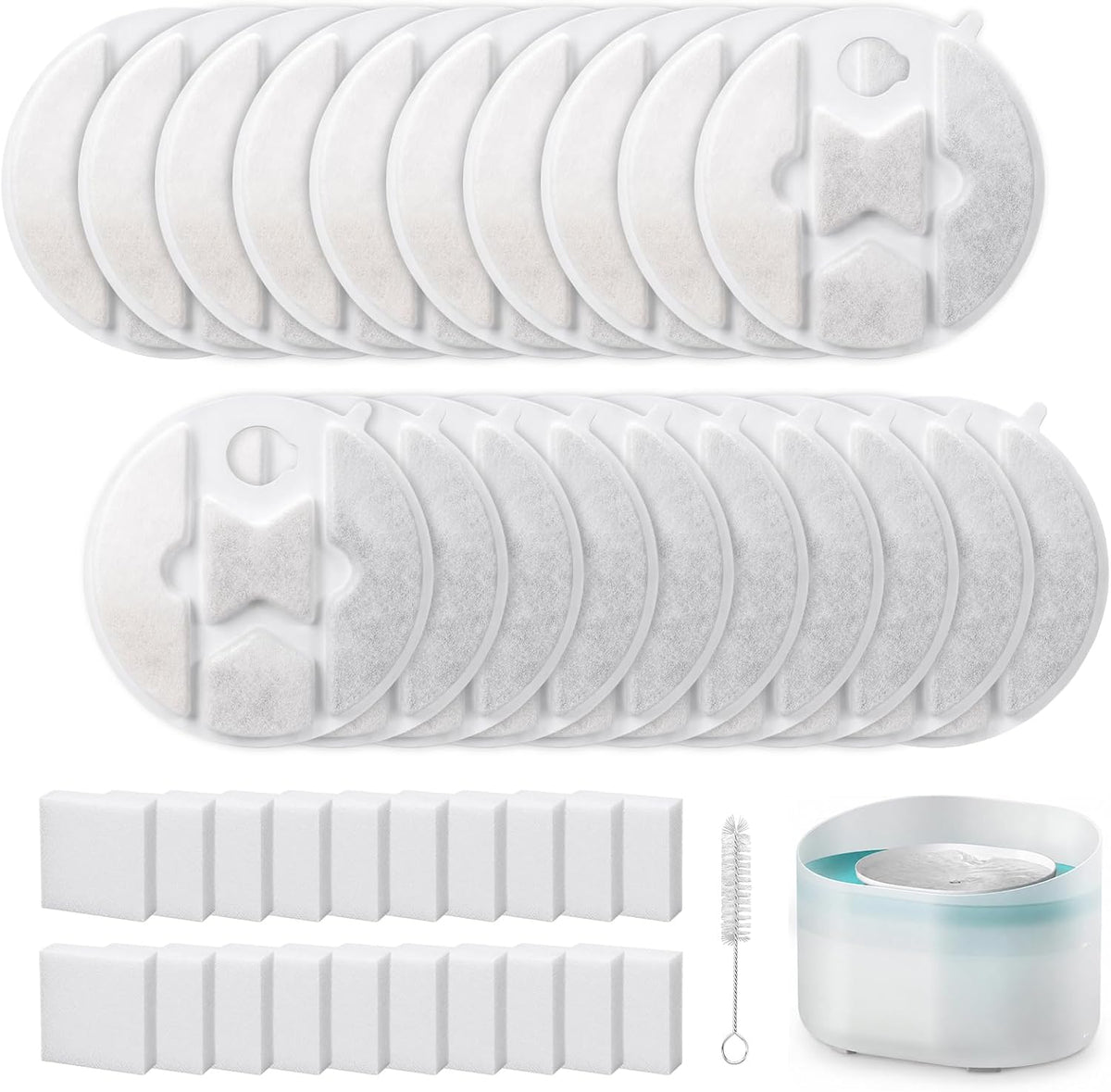 16 Packs Replacement Cat Water Fountain Filters Compatible - 40Filters+1 Brush