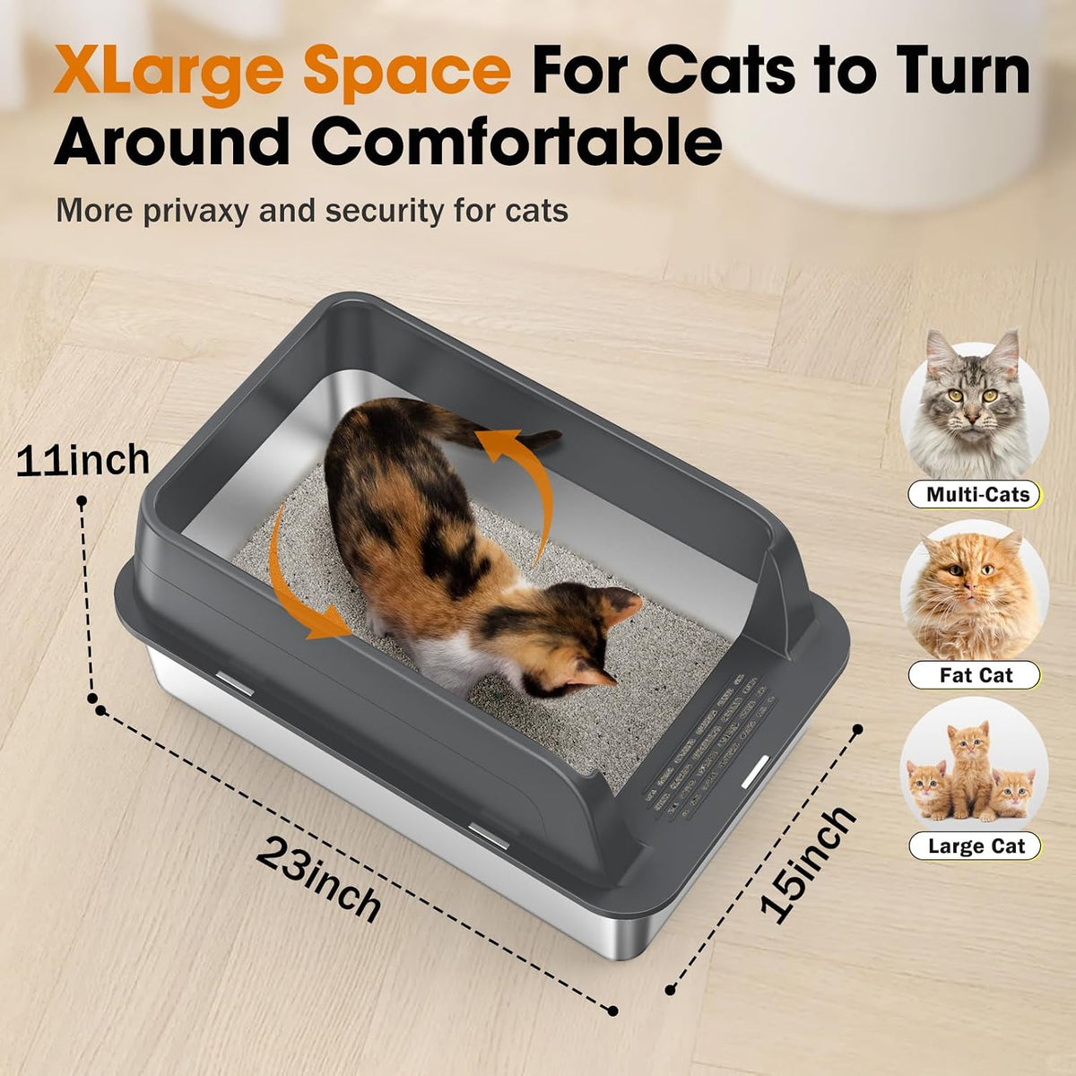 2PACK Stainless Steel Litter Box - Dark Grey / XL - image 2