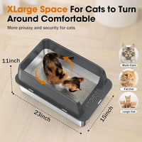 2PACK Stainless Steel Litter Box, Extra Large Litter Boxes for Big Cats, XL Metal Cat Litter Box with Lid High Sides, Anti-Urine Leakage, Non-Sticky, Scoop Included
