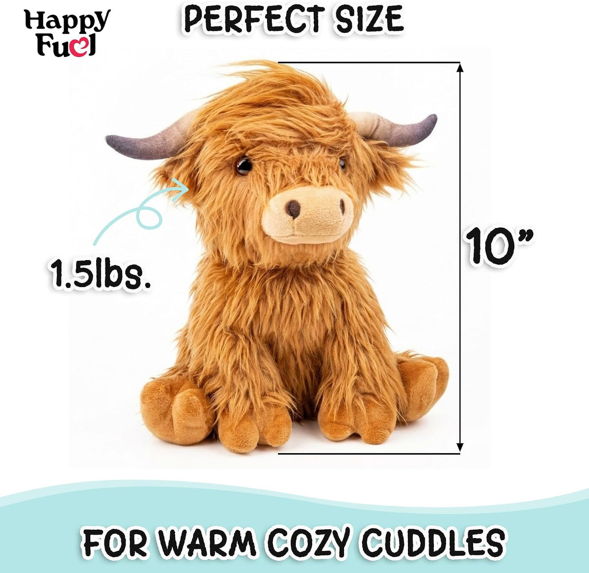 Bunny Microwavable & Weighted Stuffed Animals - Brown Highland Cow (Sitting Down) - image 3