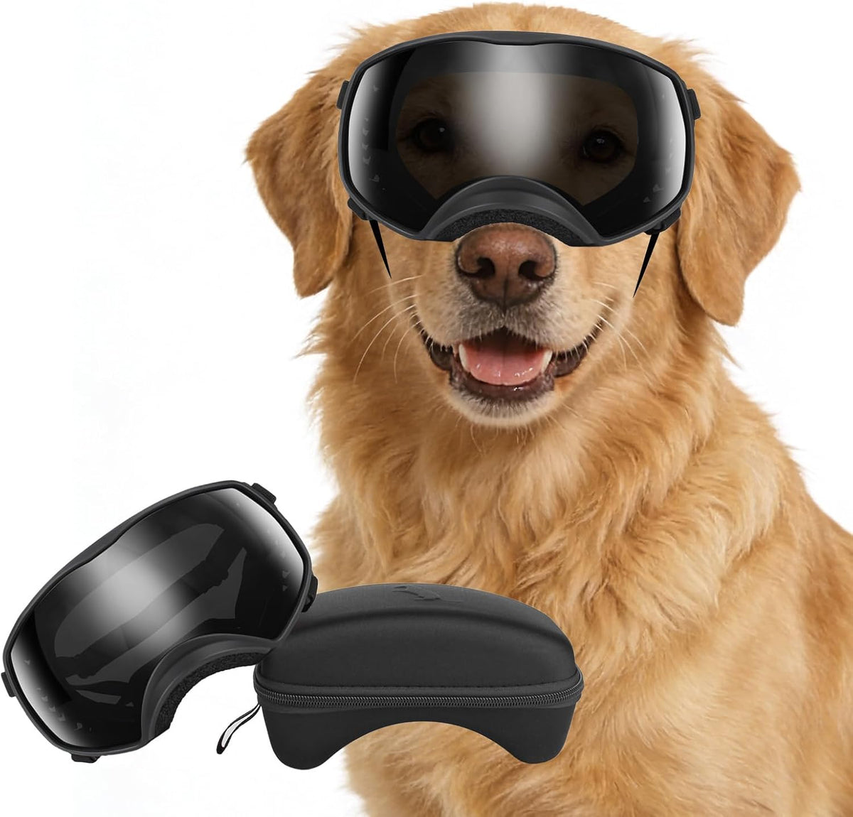 Clear Dog Goggles for Large Dogs - Black Frame+Black Lens
