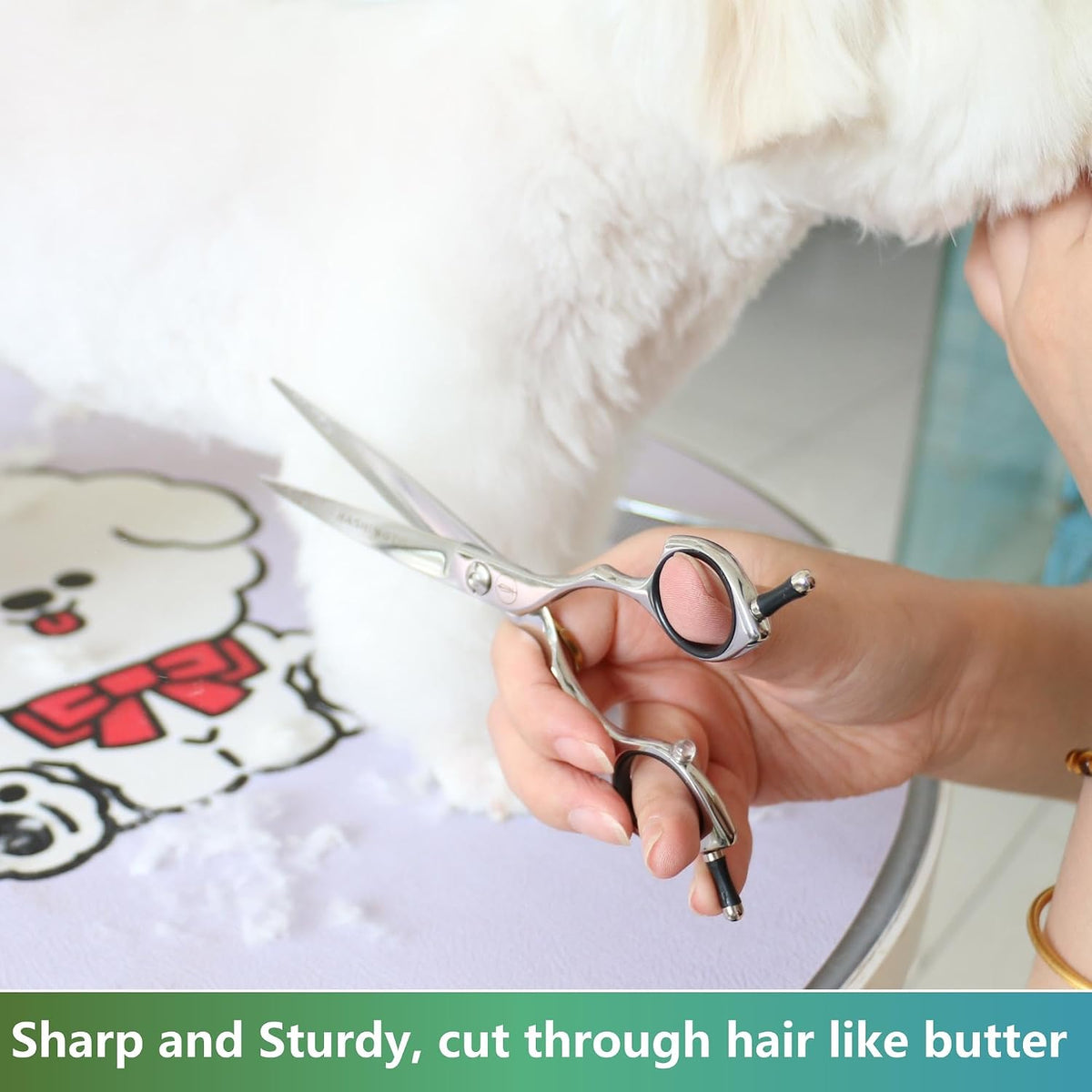 Curved Dog Grooming Scissors, Trimming Face and Paws. - Straight / 7.0" - image 4