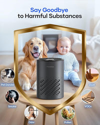 Air Purifiers for Bedroom Home, MOOKA HEPA Air Purifier for Home Pets with Fragrance Sponge for Smoke Dust Pollen Dander Odor, Small Air Purifier with Sleep Mode Night Light Timer, KJ067L, Grey