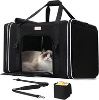 25x17x17 Extra Large Expandable car cat Carrier with a Litter Box – Essentials for Cats - 24.0"L x 17.0"W x 17.0"H / No litter box