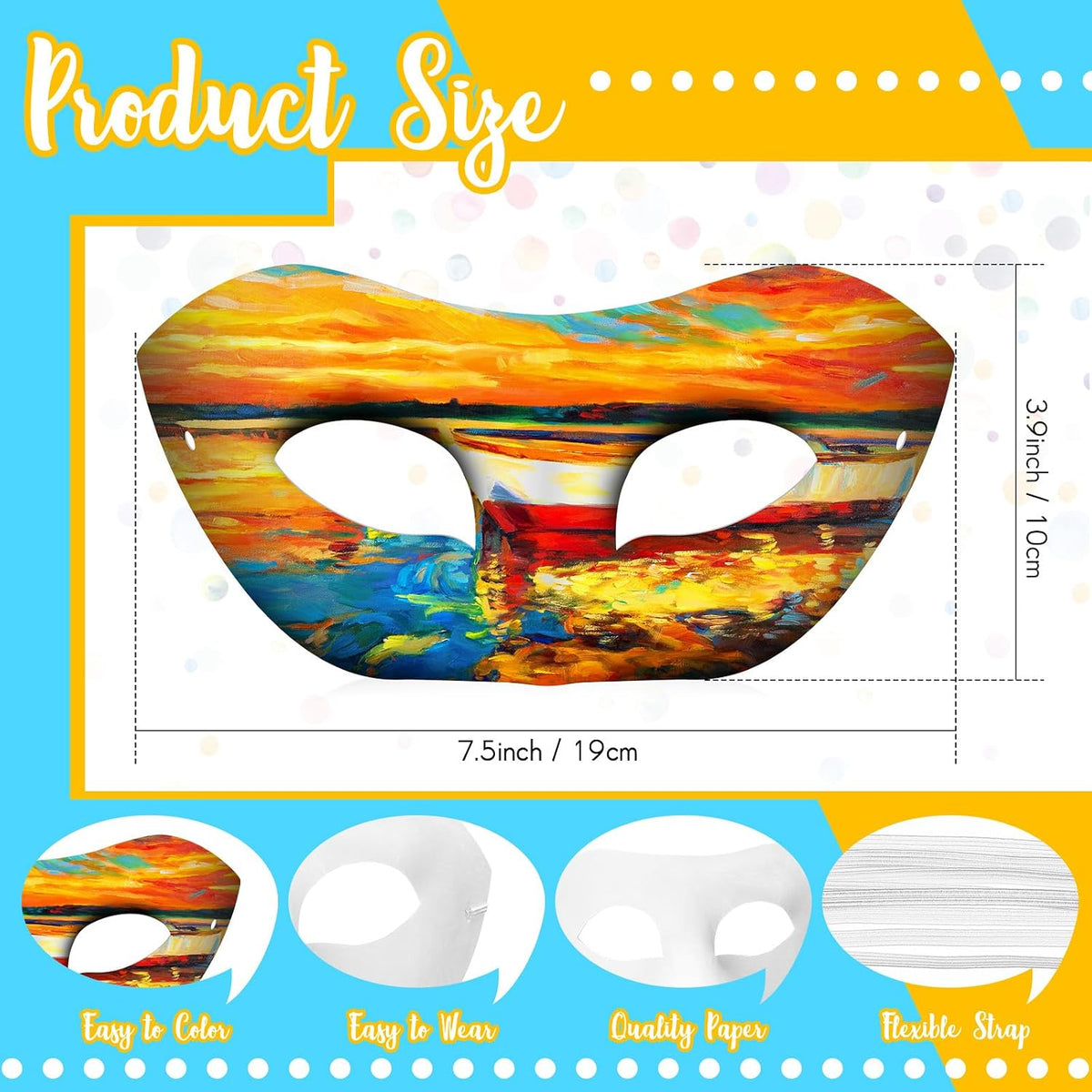 Leyndo blank white paper mache half masquerade masks, 24-pack in classic style - view 6