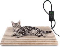 Large Pet Heating Pad, Adjustable Temperature with Timer - Beige / S (18'' x 16'')