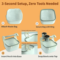 Bird Desktop Training Stand with Detachable Stainless Steel Double Bowls Feeder-Portable Bird Perches Stand with Detachable Base for Parakeets, Lovebirds&Medium-Sized Birds, Parakeet Cage Accessories