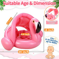 Flamingo Baby Float with Canopy, Baby Pool Float - image 2