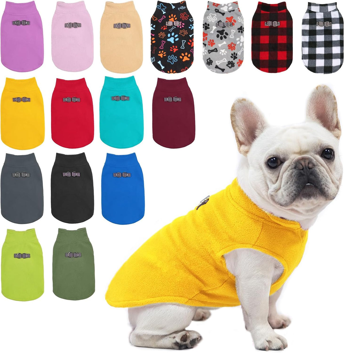 Dog Fleece Vest Sweater Winter Jacket for Small and Medium Large Dogs - Large / Yellow