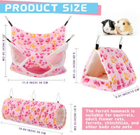 Abbylike 9 Pieces Rat Hammock 3 Tier Guinea Pig Ferret Hammocks Small - Purple, Pink, Rose Red / Paw - image 2