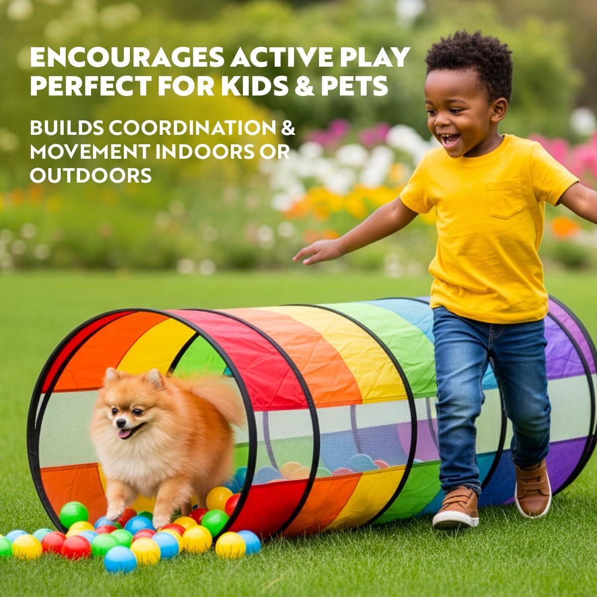 Playz Kids Play Tunnel Toys for Toddlers 1-3 - Rainbow - image 4