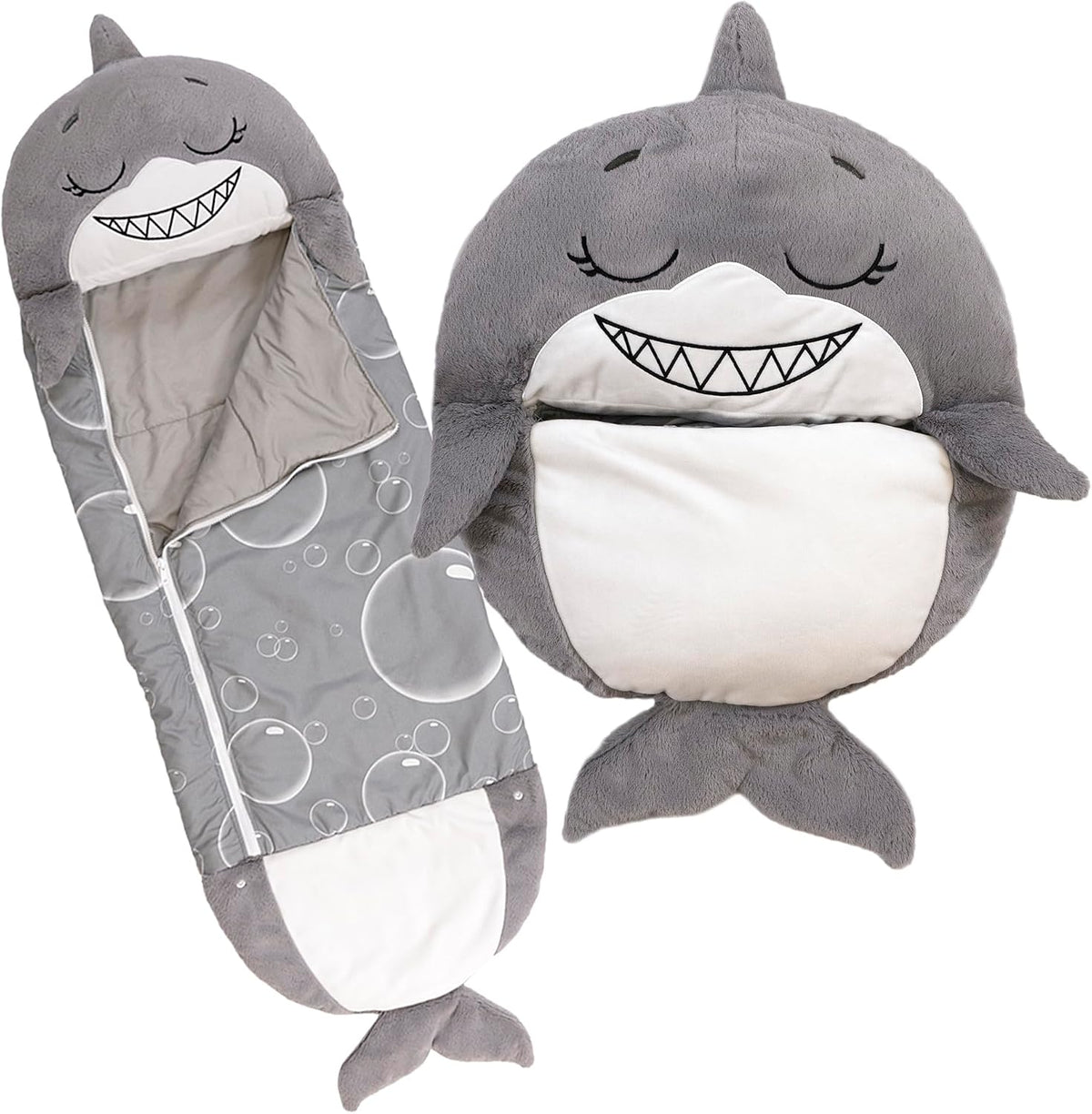Happy Nappers grey shark 2-in-1 play pillow and sleepy sack, large 66 x 30 inch - view 2