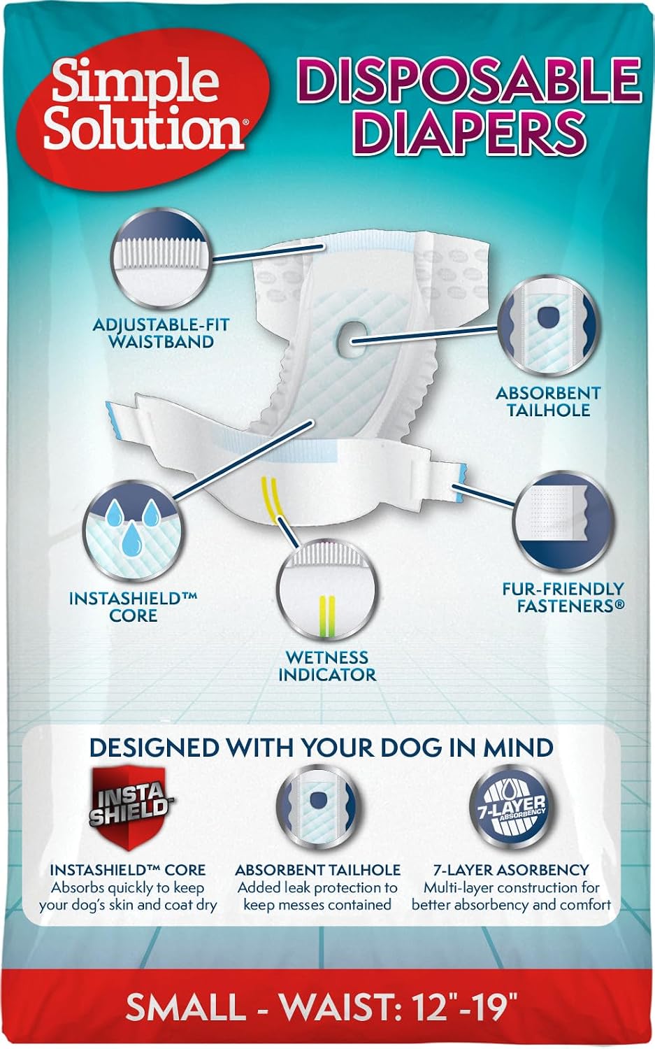 Simple Solution Female Dog Diapers, Disposable Dog Diapers - 12 Count / Small - image 4
