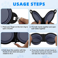 Collapsible Dog Bowls, Small Portable Travel Dog Bowls – Essentials for Dogs - Dark Blue - image 4