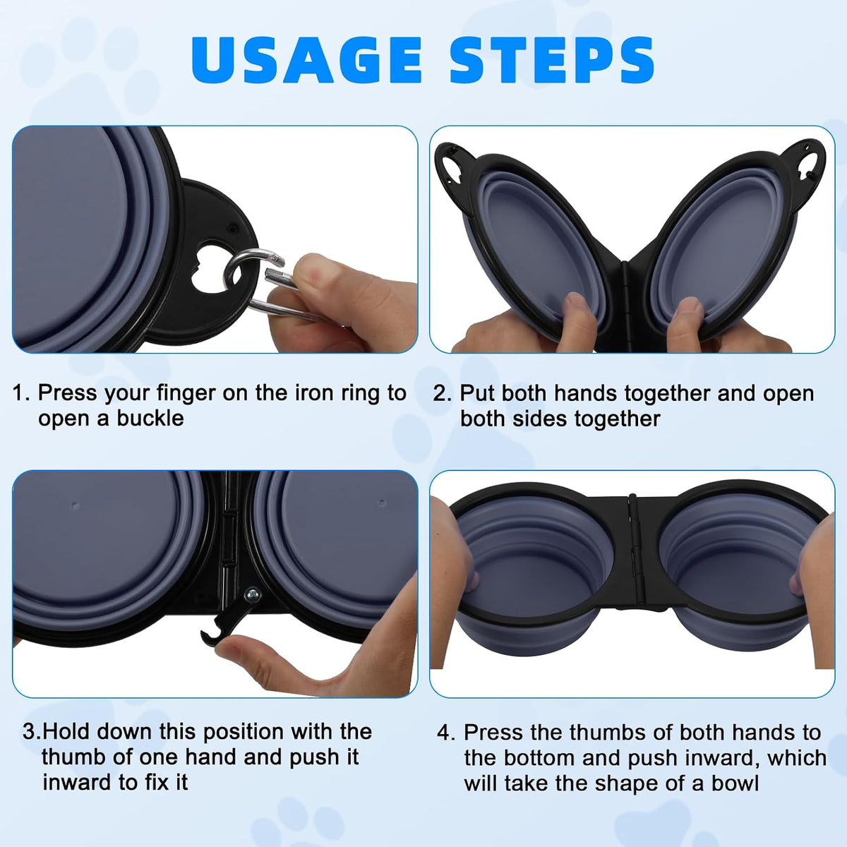 Collapsible Dog Bowls, Small Portable Travel Dog Bowls – Essentials for Dogs - Dark Blue - image 4