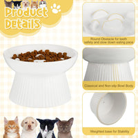 Tioncy 2 Pcs Ceramic Elevated Slow Feeder Cat Bowl - Black, White / 2 - image 3