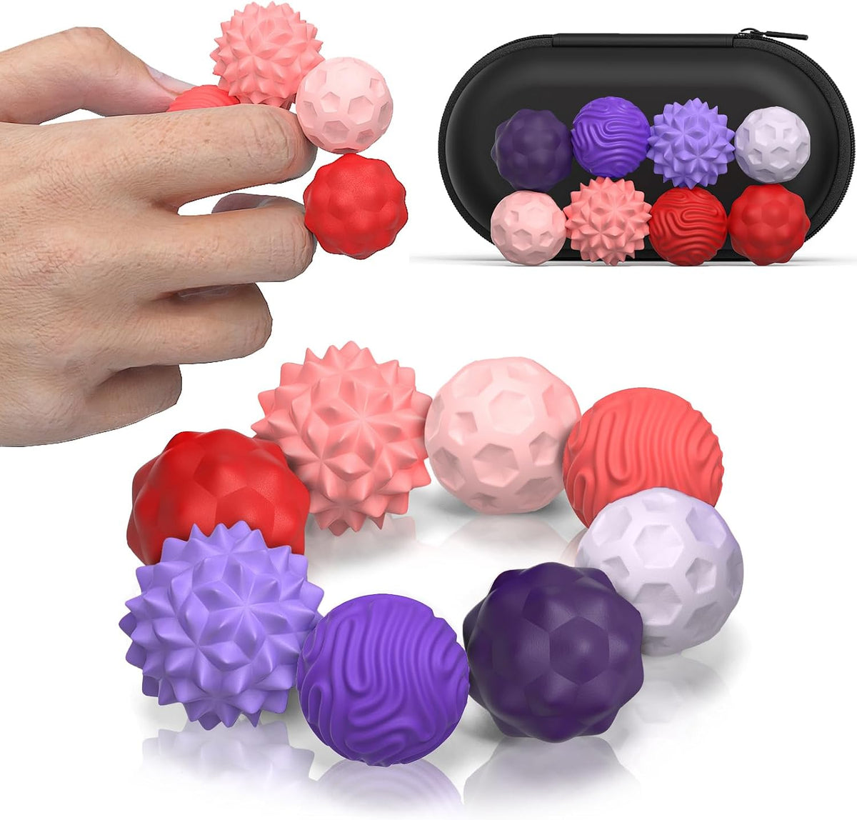 Magnetic Fidget Balls for Adults & Teens - Purple/Pink (8-pack)