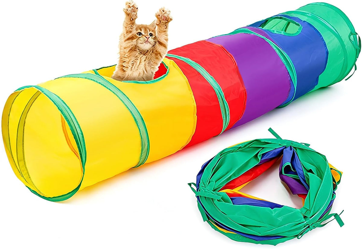iCAGY Cat Tunnel for Indoor Cats Kittens Rabbits - Rainbow / Single Tunnel
