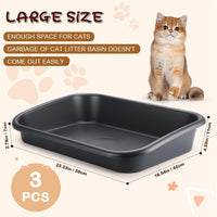 Uiifan 3Pcs Low Entry Cat Litter Box - Dark Gray / 23.2 X 16.5 X 4.3 - image 2