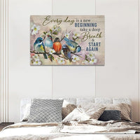 Bird Wall Art Farmhouse Flower Branch Pictures Rustic Country Birds Wall Decor Floral Canvas Print Painting Artwork for Bathroom Living Room Bedroom 16"x24"
