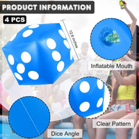 Mototo 4 pack jumbo inflatable dice in red, white, black and blue - view 24