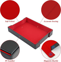 Buweeo magnetic folding PU leather dice rolling tray with red felt lining - view 11