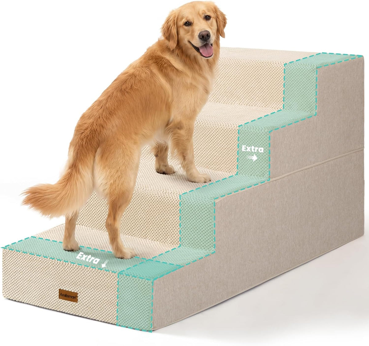 Dog Stairs for Large Dogs 18" H - Beige / 4-Step 24" H