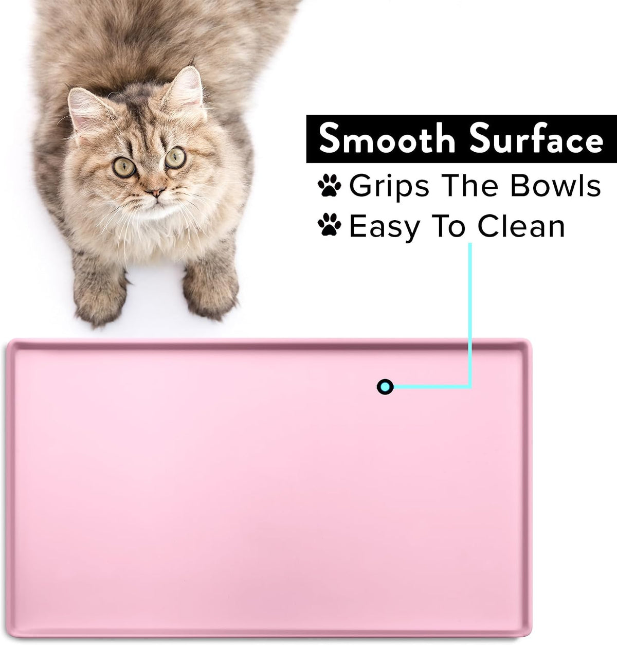 CatGuru Premium Cat Food Mat - 19"L x 11"W / Pink - image 4