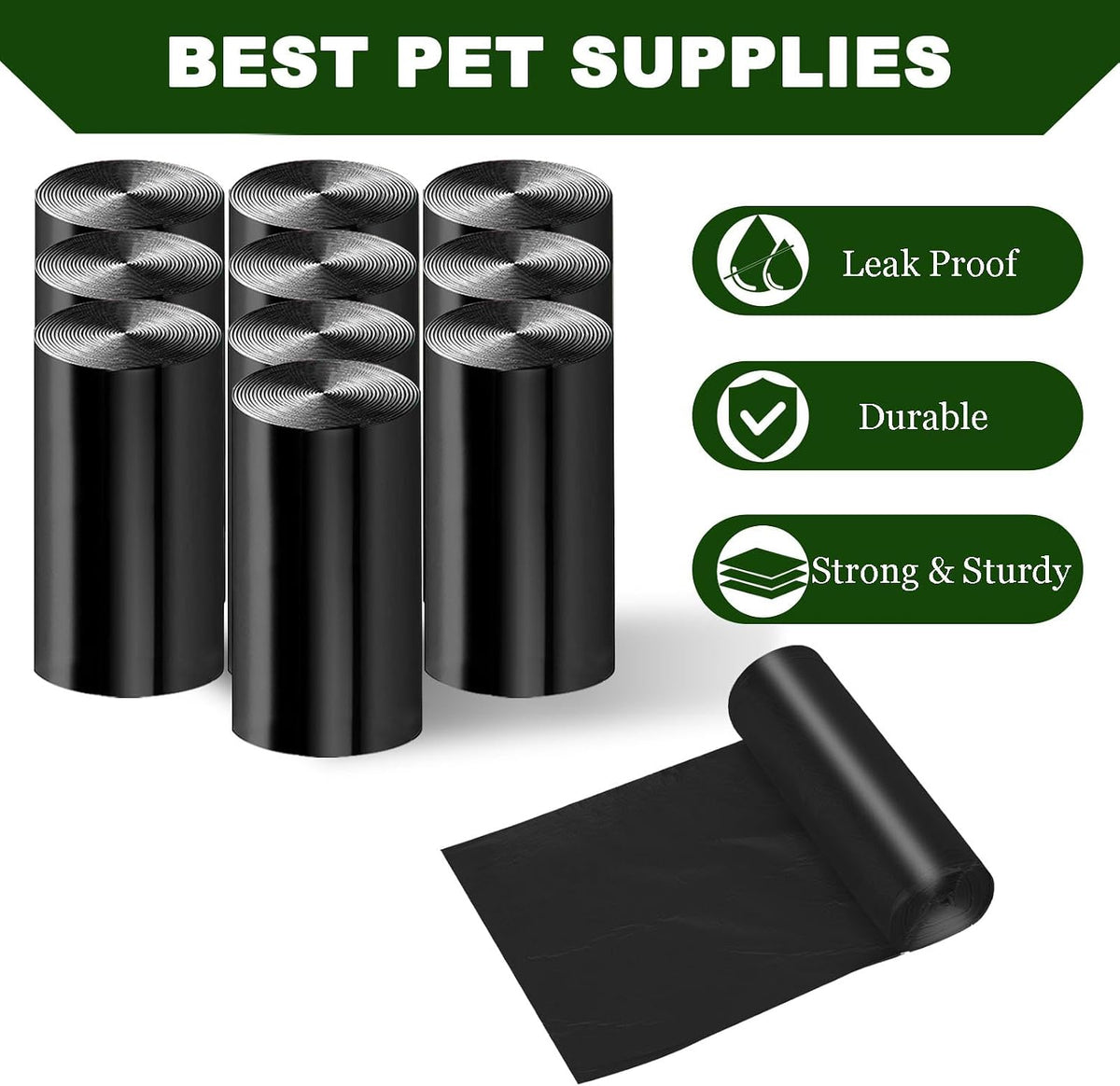 Dog Waste Bags - 100 Pcs Dog Poop Bags for 5L Dog Poop Trash Can Outside – Essentials for Dogs - 1 Count (Pack of 200) - image 3