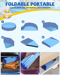 YSJILIDE Portable Dog Pool PVC Pet Swimming Bathtub Collapsible Hard - Blue / L-48" x 12" - image 3