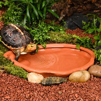Extra Large Reptile Bathing Pool Reptile Feeding Dish Water Bowl - Red Pottery - image 3