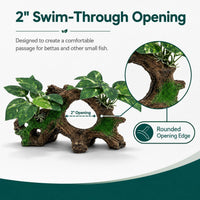 2-Pack Aquarium Decor Fish Tank Decorations 6-inch Betta Fish Tank - F Driftwood Cave Silk Plants - image 4