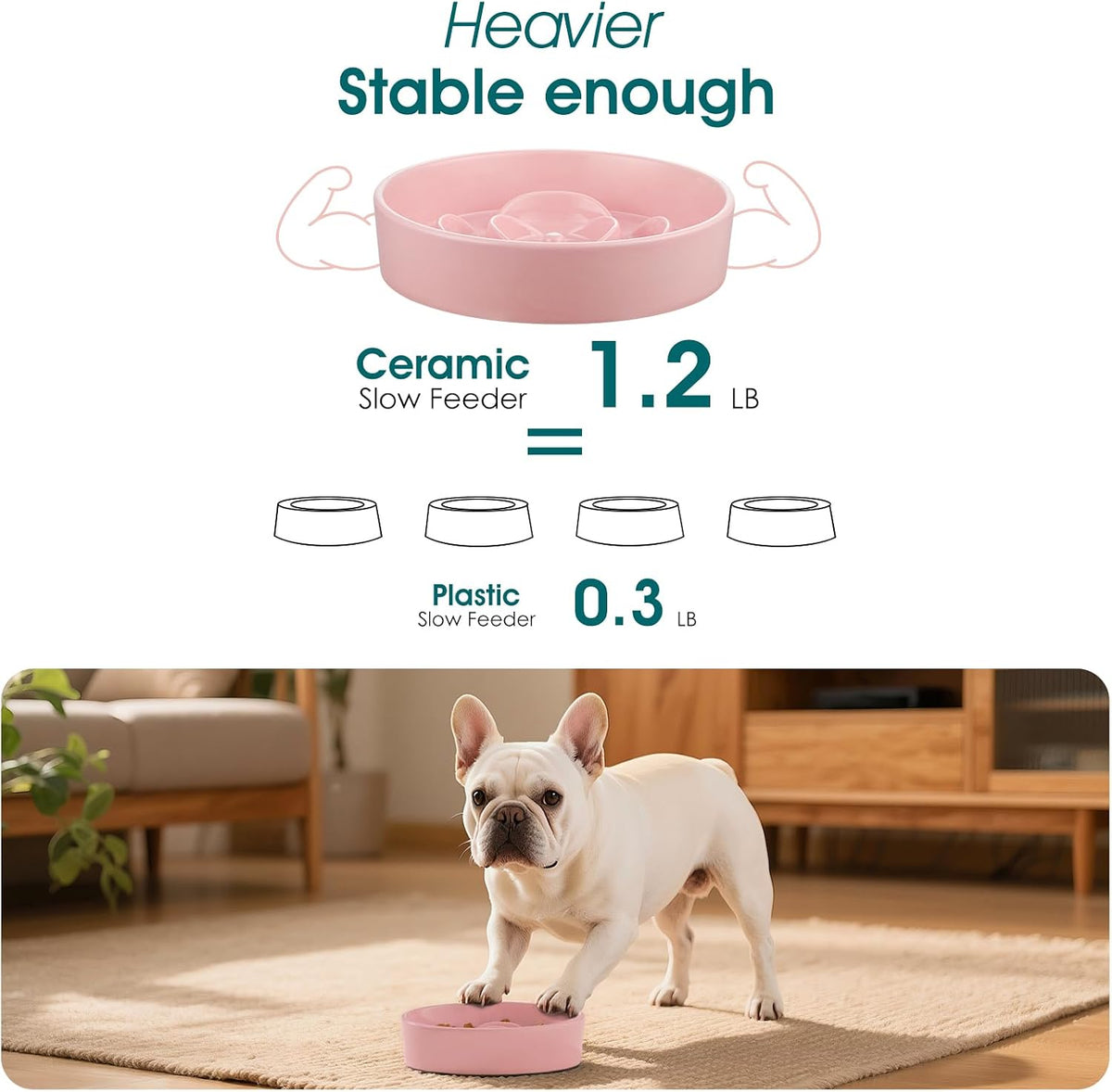 vancasso Slow Feeder Dog Bowl - S - 0.6 Cups / Pink - image 4