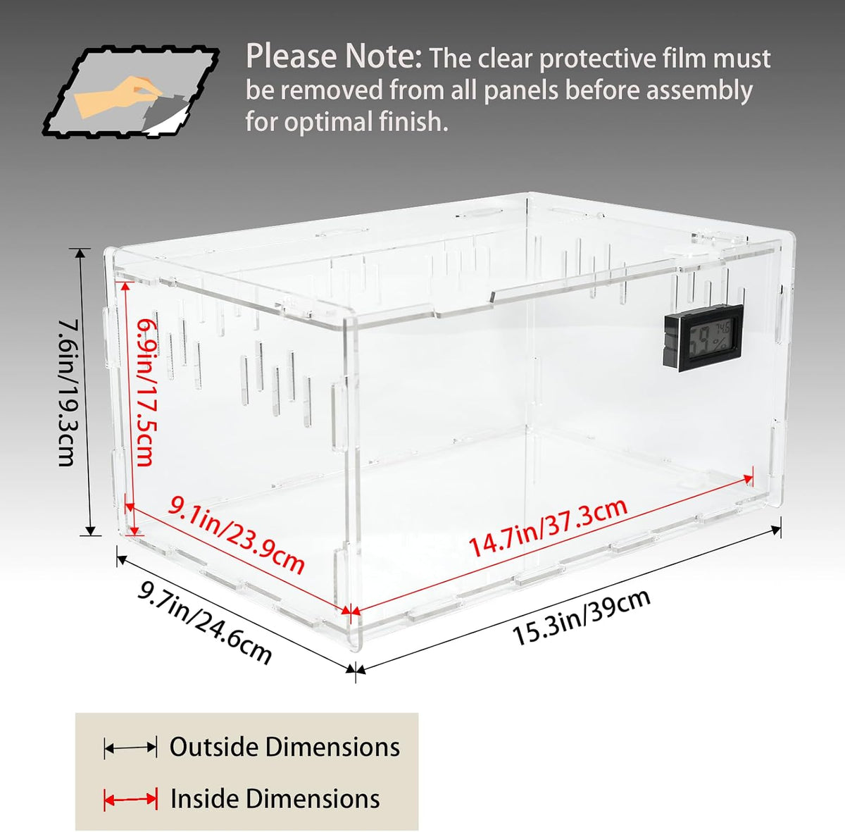 Large Acrylic Reptile Terrarium Breeding Tank 15.3"x9.7"x7.6" – Essentials for Reptiles And Amphibians - Large (Pack of 2) - image 2