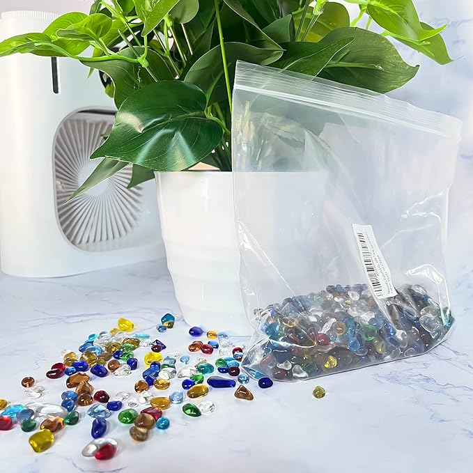 Keedolla Fish Tank Rocks Beads Aquarium 0.93LB, Clear Glass Pebbles Stones Gravel for Vases Fillers, Garden, Aquarium, Betta Fish Turtle Tank, Succulent Plants Decor - Sea Blue