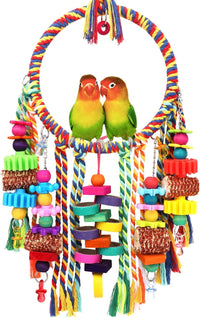Bird Toys Bird Rope Ring Swing Perch with Corn Cob Cardboard Bagels